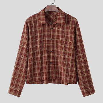 AIDASE  -  Men Plaid Shirt Lapel Long Sleeve Button Loose Men Clothing Autumn 2025 Fashion Casual Male Shirts Camisas Streetwear aidase-shop